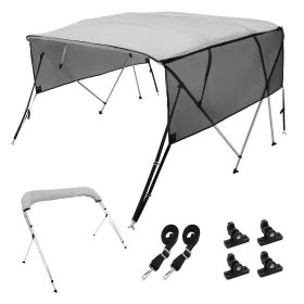 VEVOR 4 Bow Bimini Top Boat Cover, Detachable Mesh Sidewalls, 600D Polyester Canopy with 1" Aluminum Alloy Frame, Includes Storage Boot, 2 Straps, 2 S