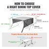 VEVOR 4 Bow Bimini Top Boat Cover, Detachable Mesh Sidewalls, 600D Polyester Canopy with 1" Aluminum Alloy Frame, Includes Storage Boot, 2 Straps, 2 S