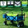 Collapsible Wagon,Wagons Carts Foldable Grocery Cart on Wheels Beach Wagon Foldable Cart with Wheels, Cooler Bag, Cup Holders,Cargo Net,Shopping, Gard