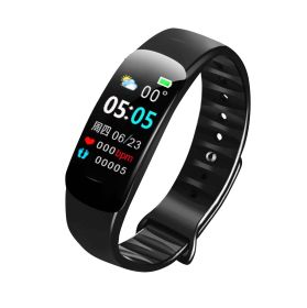 C1 plus smart bracelet e-commerce cross-border foreign trade explosions blood pressure heart rate multi-function step counting bluetooth gifts (Color: Black)