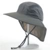 Wide Brim Sun Screen Hat With Neck Flap; Adjustable Waterproof Quick-drying Outdoor Hiking Fishing Cap For Men Women